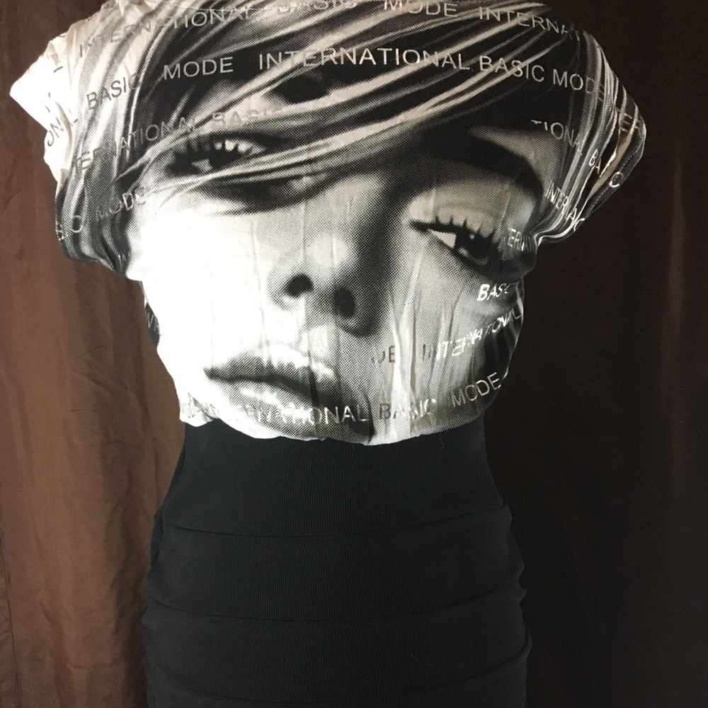 Face print mini dress